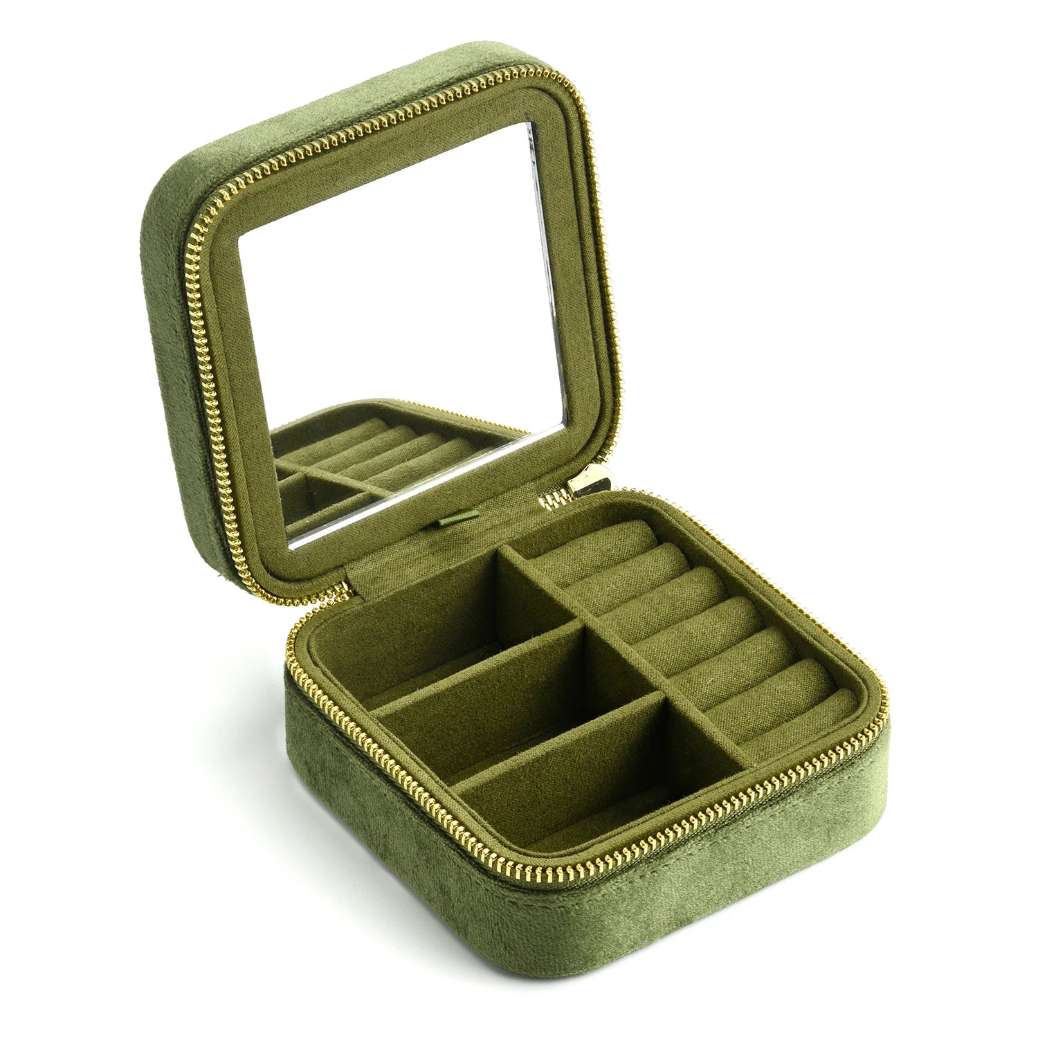 Velvet Travel Jewelry Organizer with Mirror
