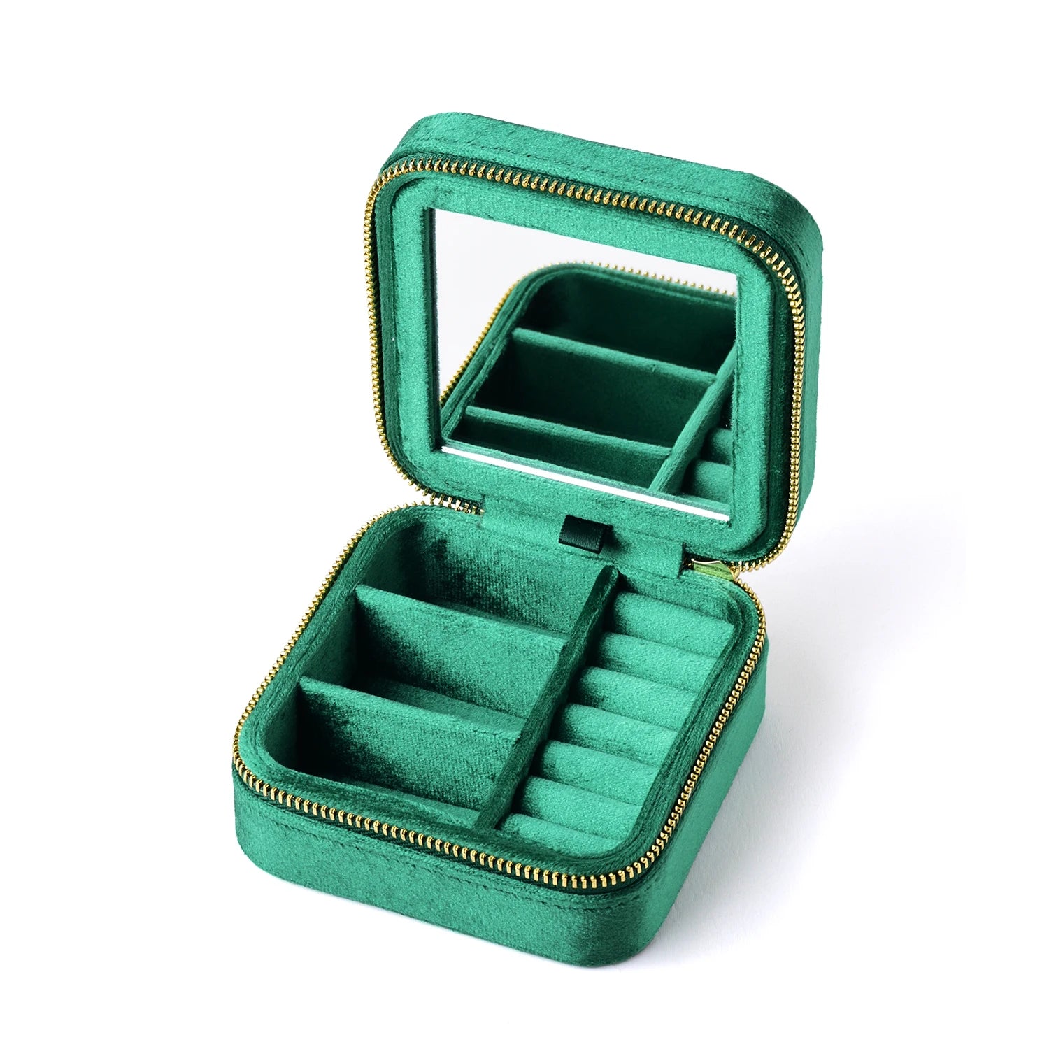 Velvet Travel Jewelry Organizer with Mirror
