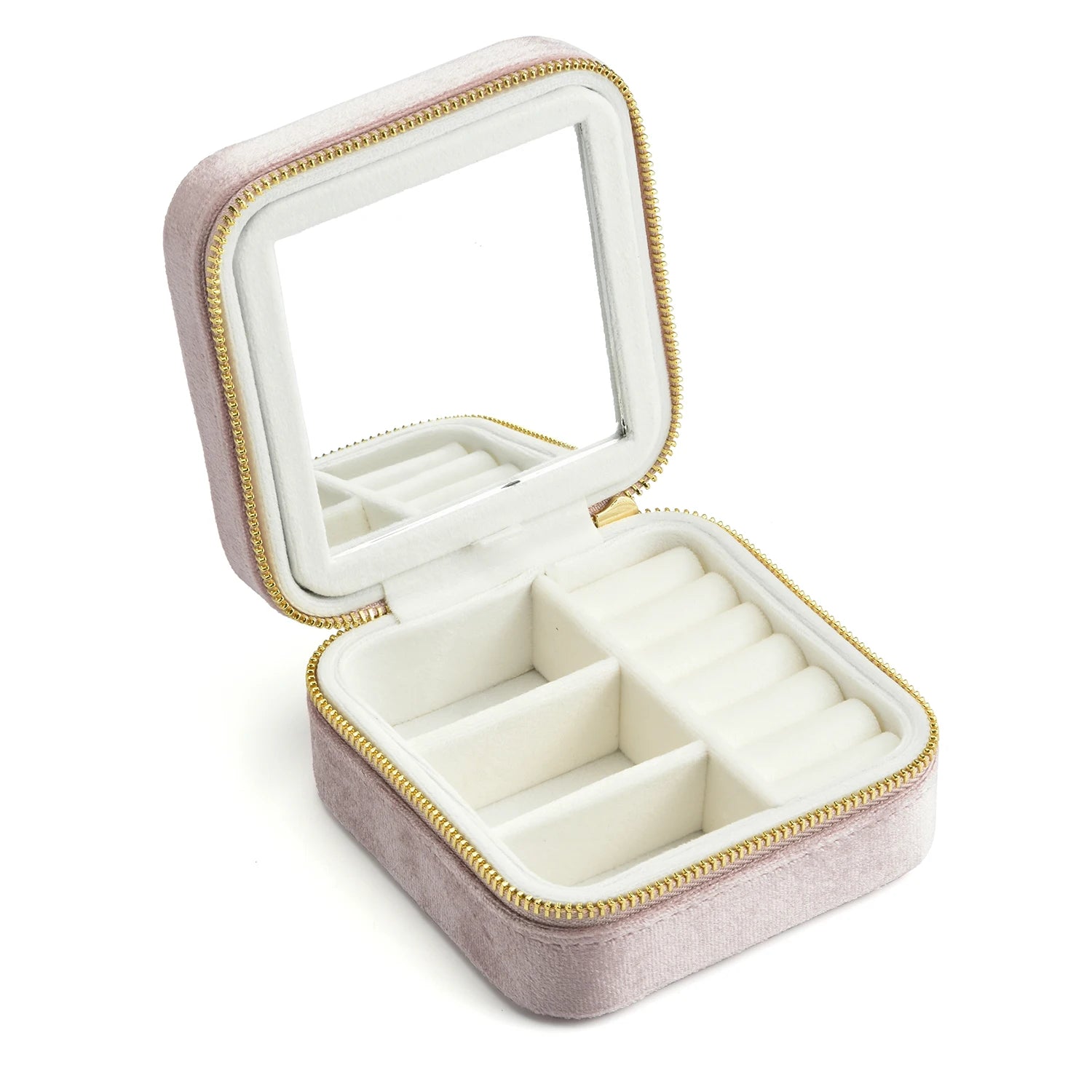 Velvet Travel Jewelry Organizer with Mirror