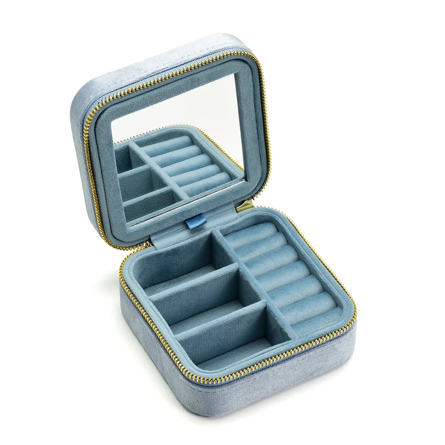 Velvet Travel Jewelry Organizer with Mirror