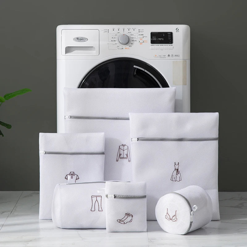 Embroidered Mesh Laundry Bag