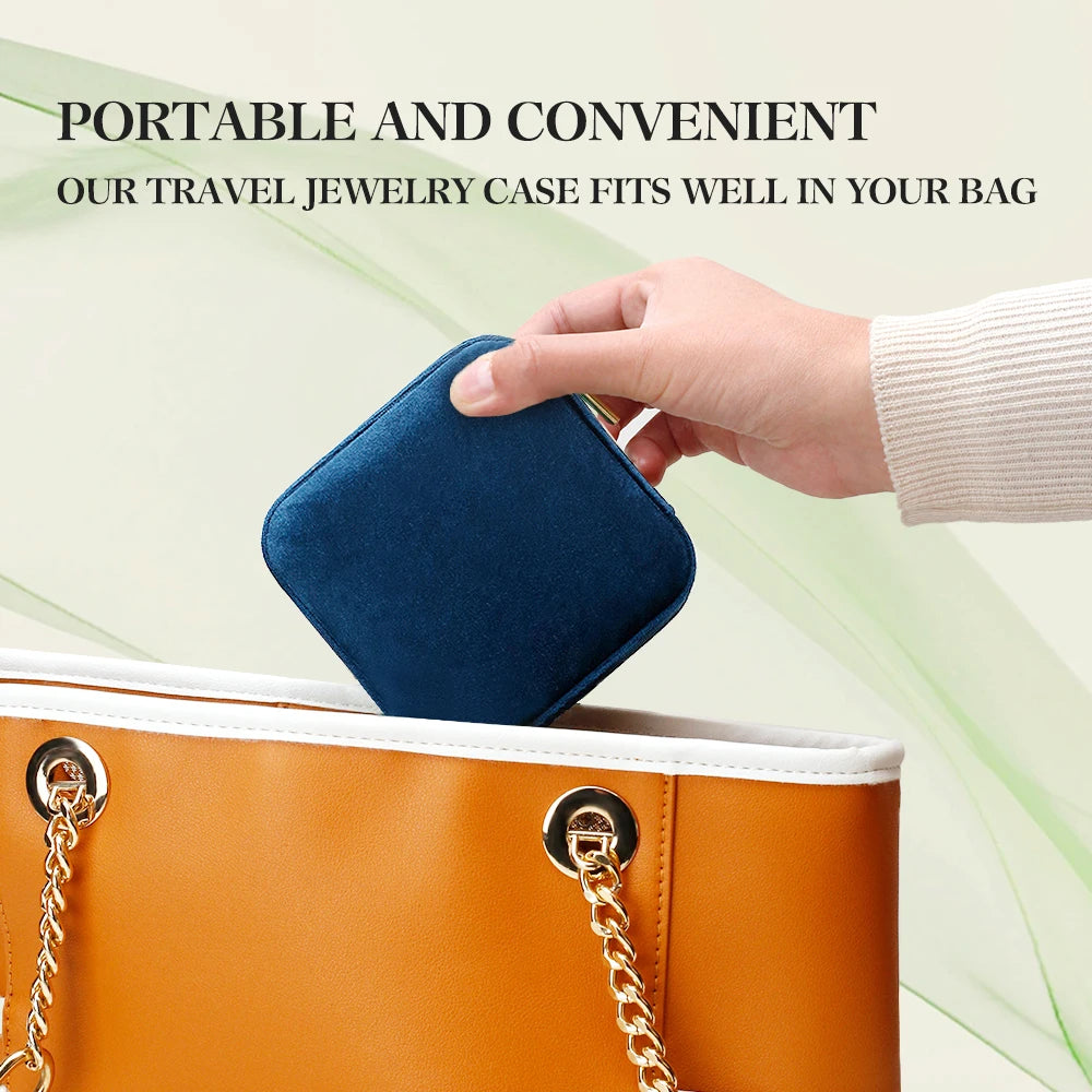 Velvet Travel Jewelry Organizer with Mirror