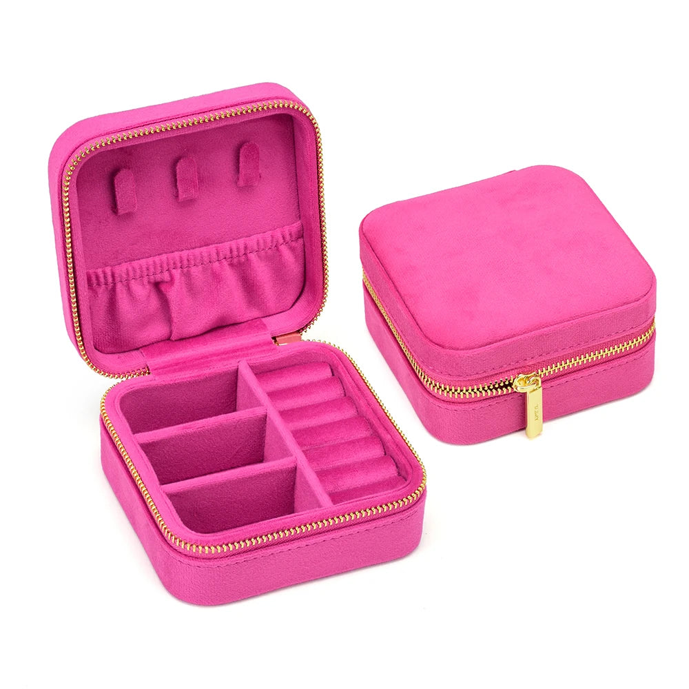 Velvet Travel Jewelry Organizer with Mirror