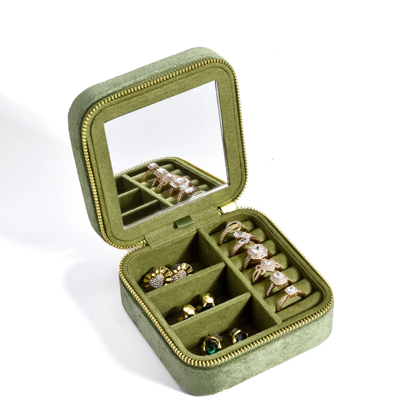 Velvet Travel Jewelry Organizer with Mirror
