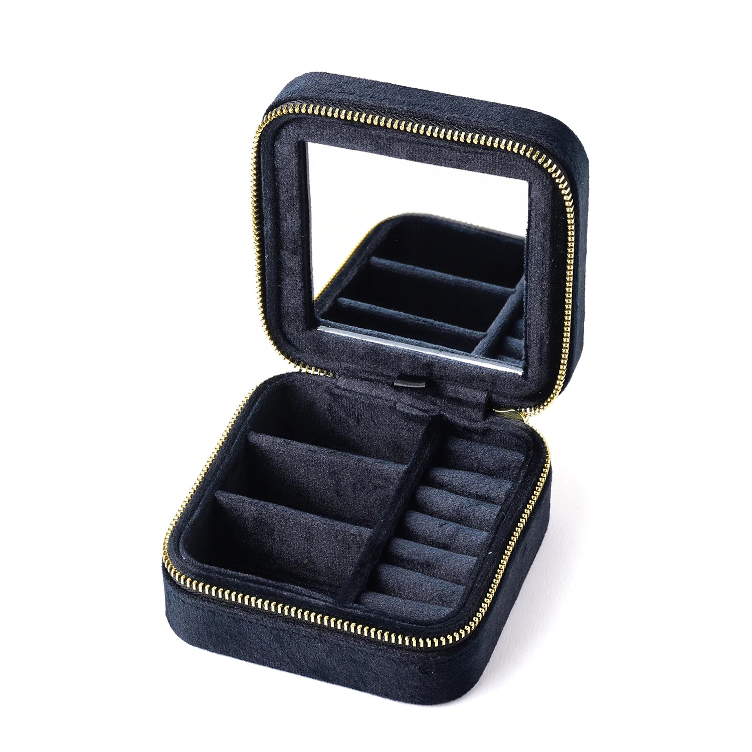 Velvet Travel Jewelry Organizer with Mirror