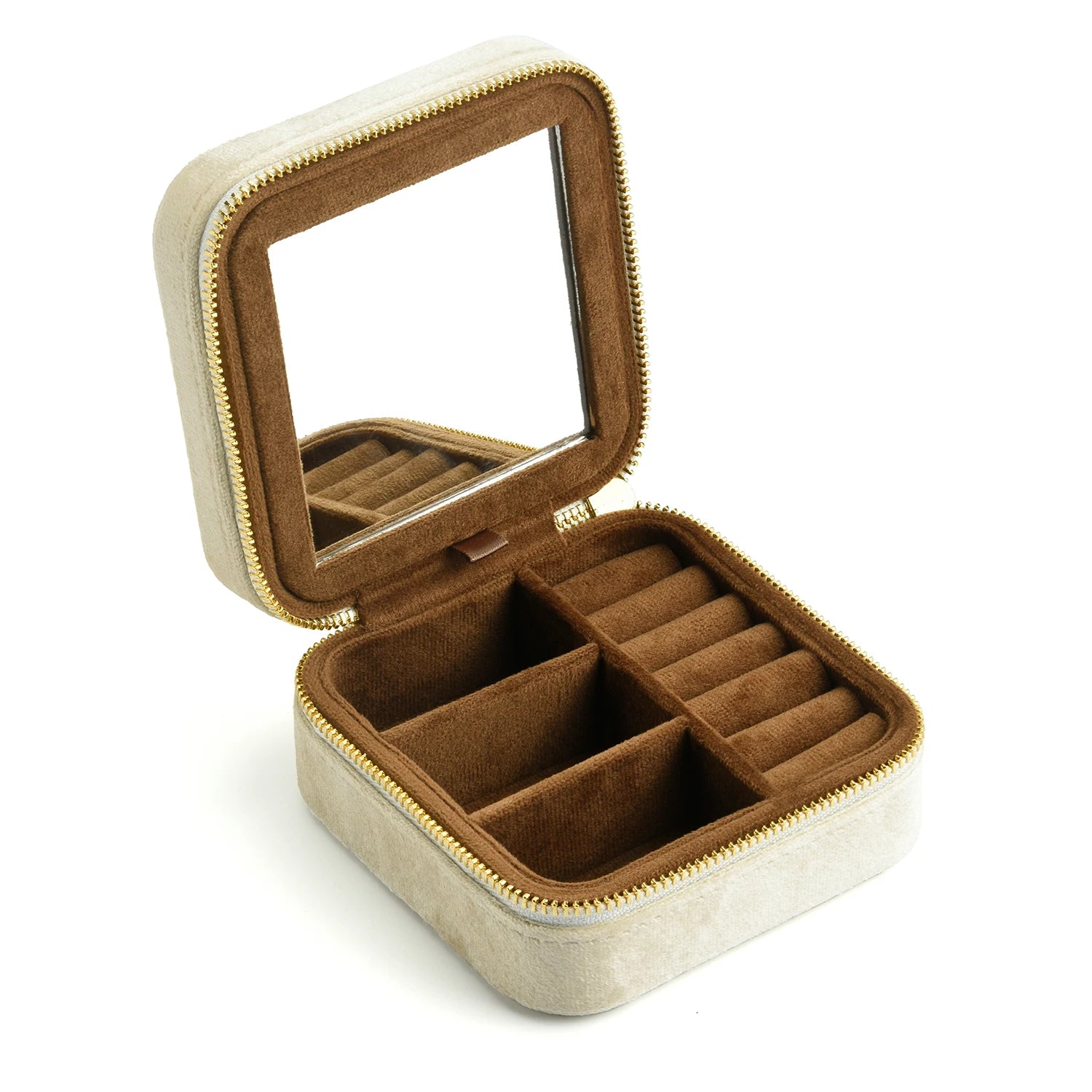 Velvet Travel Jewelry Organizer with Mirror