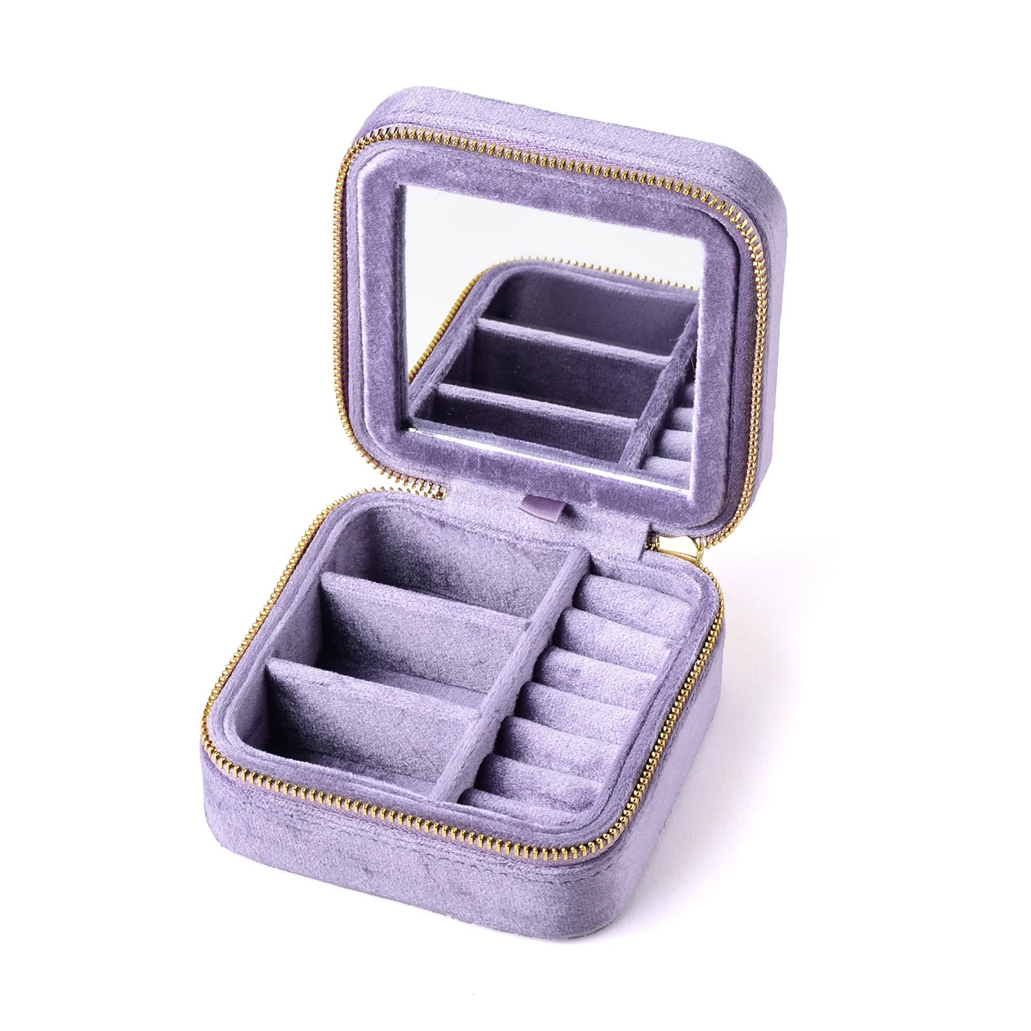 Velvet Travel Jewelry Organizer with Mirror