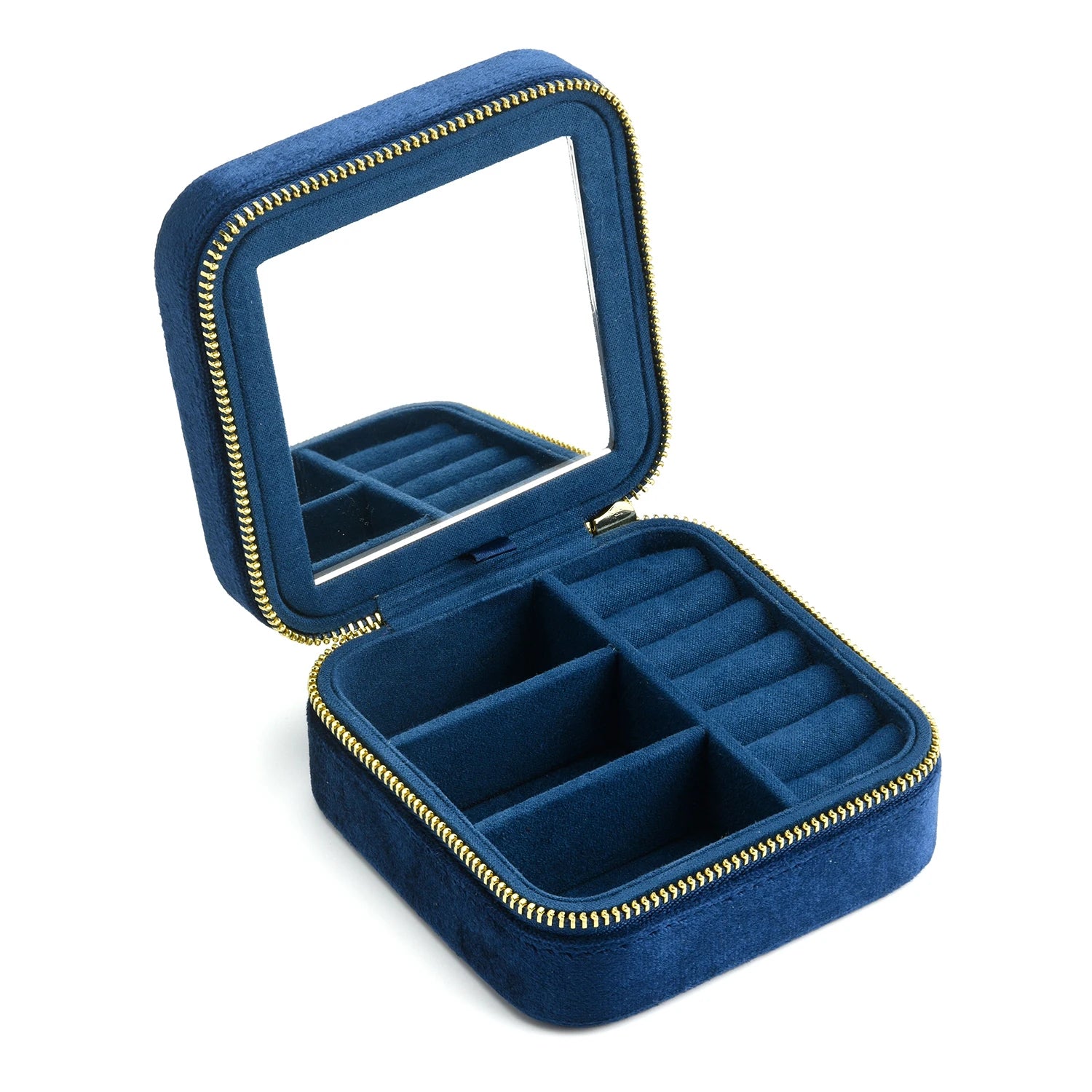 Velvet Travel Jewelry Organizer with Mirror